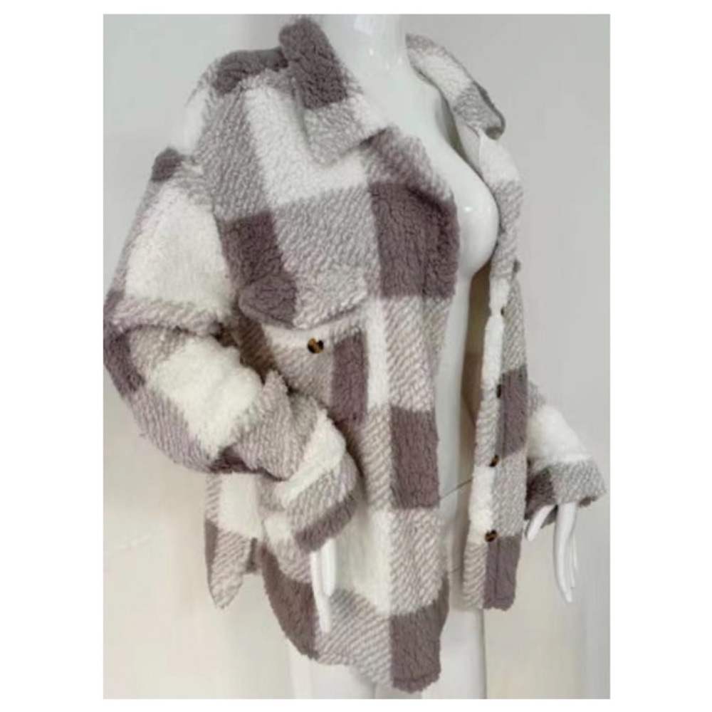 A Girl Thing Plaid Jacket in White and Gray